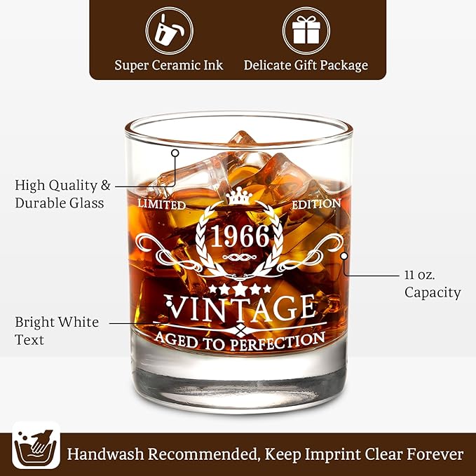 60th Birthday Gifts for Men Whiskey Glass Set 60th Birthday