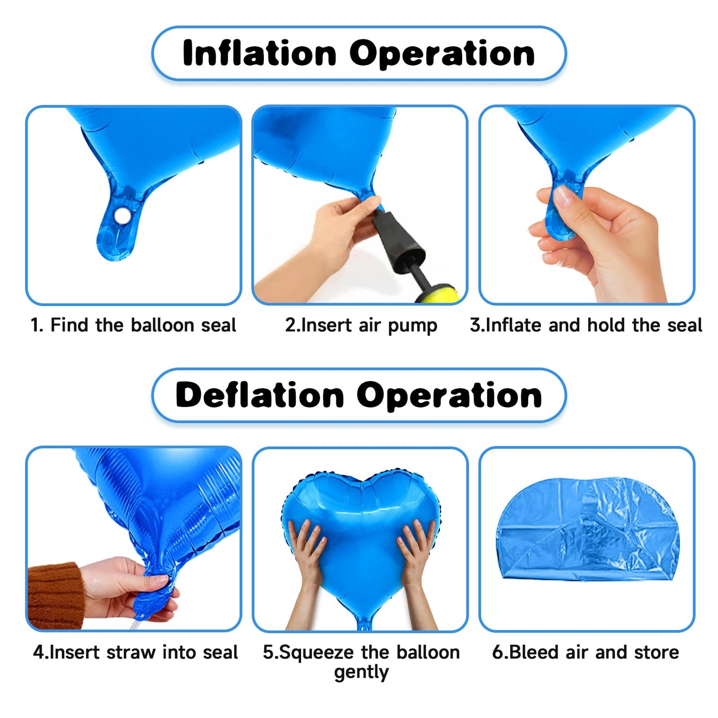 Blue Heart Balloons, 19PCS Blue Heart Shape Balloons, 18Inch with