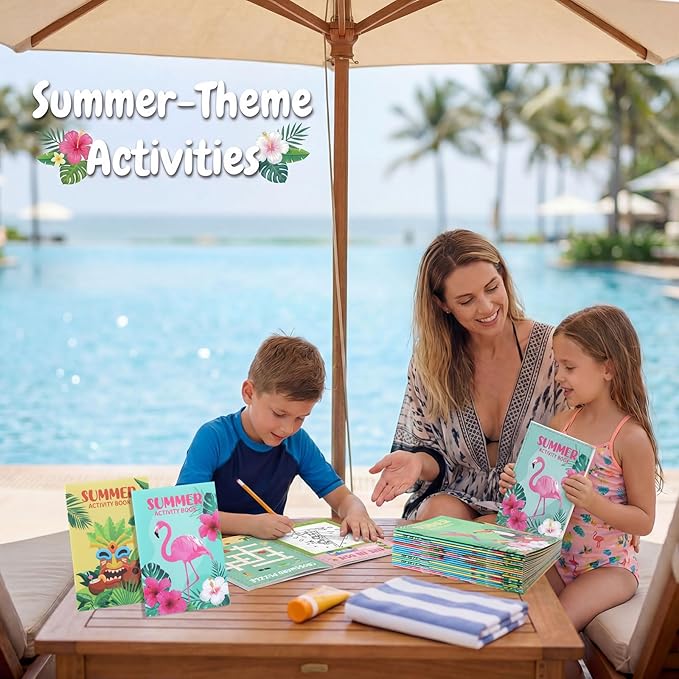 24 Pack Summer Mini Activity Books for Kids Beach Luau Party Favors
