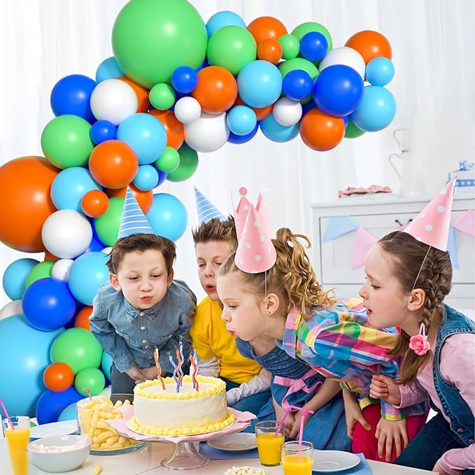 Blue Green Orange Dinosaur Balloon Arch 121 PCS Boys Birthday Baby