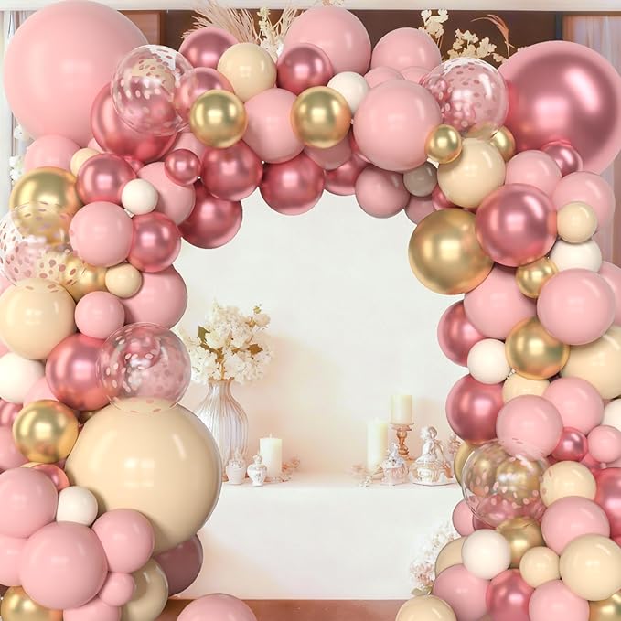 153Pcs Boho Blush Balloon Arch Garland Kit, Different Sizes