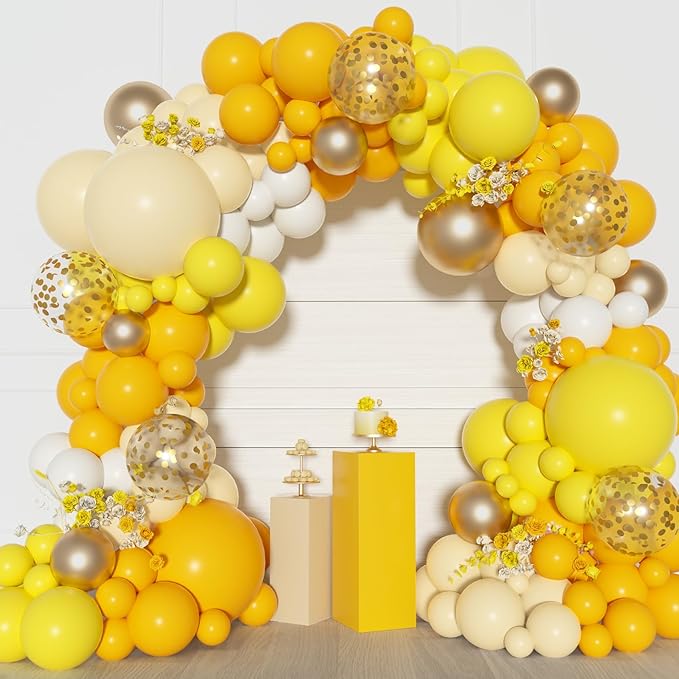 Ouddy Party Yellow Gold Balloons Arch Garland Kit, Different Sizes 18