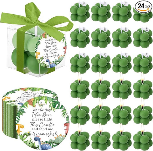 24 Sets Dinosaur Baby Shower Favors Small Bubble Candle Baby Shower