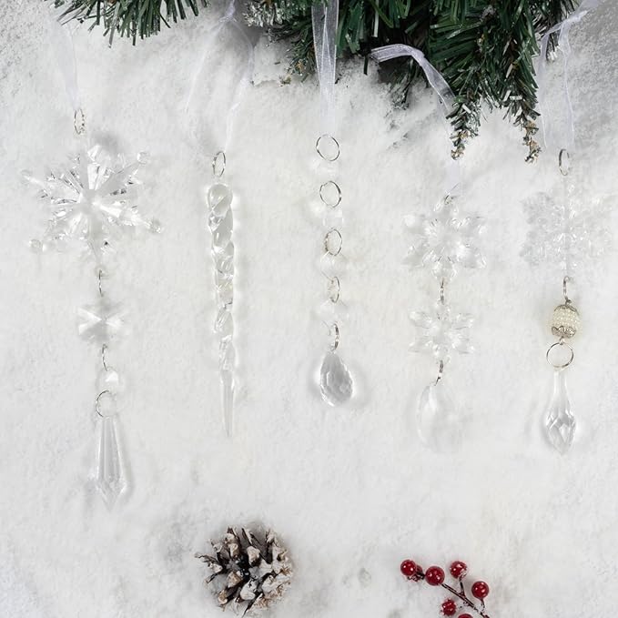 Christmas Tree Decoration Crystal Ornaments - 48pcs Acrylic Christmas