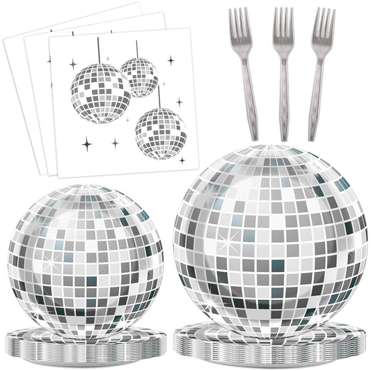 200PCS Disco Theme Party Plates and Napkins 1970s Birthday Party