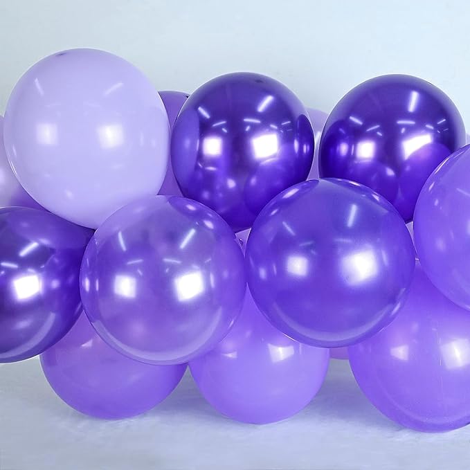 Togvu Purple Balloons, 60 Packs 12 Inch Metallic Chrome Pearl Macaron