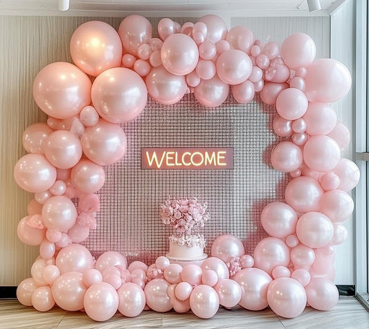 Pearl Pink Balloons Double Stuffed Pastel Light Pink Balloon Arch Kit
