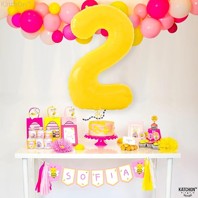 Giant Yellow 2 Balloon Number - 40 Inch | Two Birthday