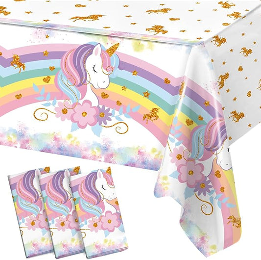 3PCS Unicorns Tablecloths for Birthday Decoration Unicorn Party