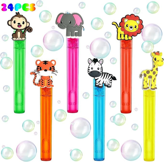 Jungle Safari Party Favors 24Pcs Wild Animals Bubble Wands for Kids
