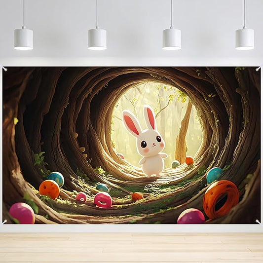 Easter Banner Polyester 43x70.86 Inches Banner Easter for Indoor