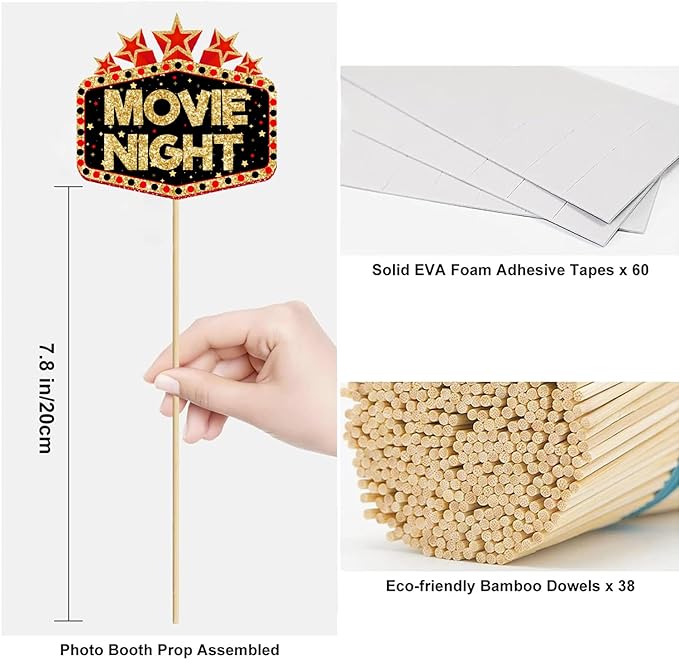 Movie Night Supplies Photo Booth Props Hollywood Photobooth Props