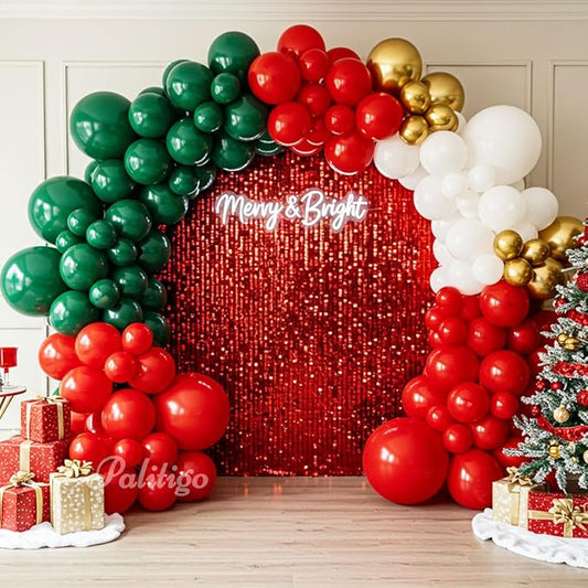Christmas Balloon Arch Kit 140pcs Double Stuffed Green Red White &