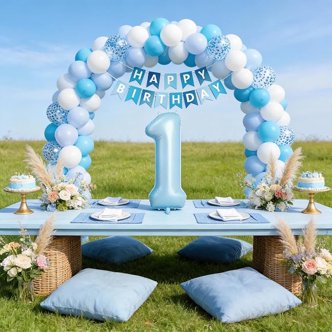 1st Birthday Decorations for Boys, 40 Inch Light Blue Number 1