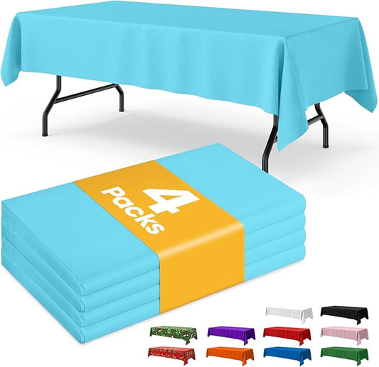 Niuara Light Blue Plastic Table Cloth - 4 Pack 54" × 108" Rectangle