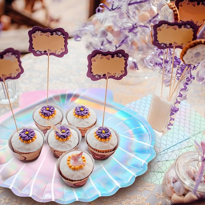 96 Pcs Mermaid Plates and Napkins for 24 Guests 7 Inch 9 Inch