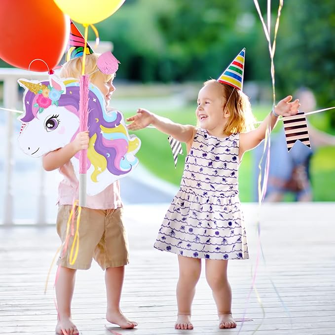Small Unicorn Piñata with Piñata Stick Blindfold and