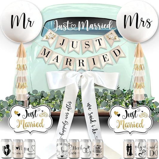 33 Pc Just Married Car Decorations Wedding Reception & Ceremony