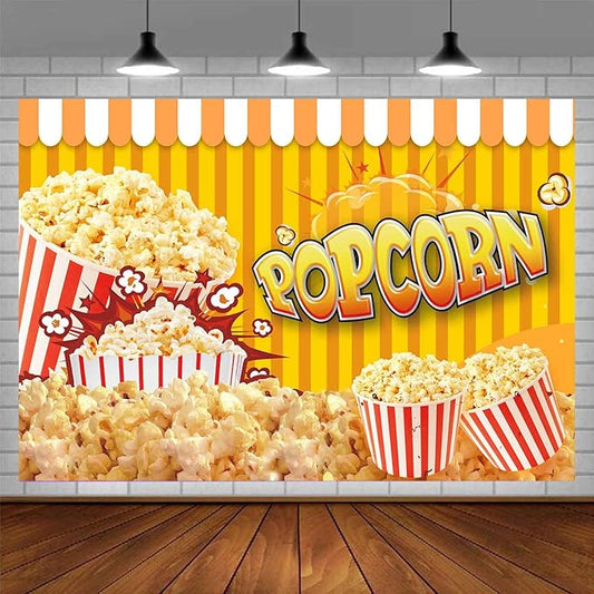 Movie Night Backdrop, 10x10ft Vinyl, Popcorn Photography Background