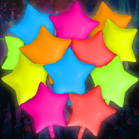 Vertintong 12 Pcs Star Glow in The Dark Neon Balloons Foil Birthday