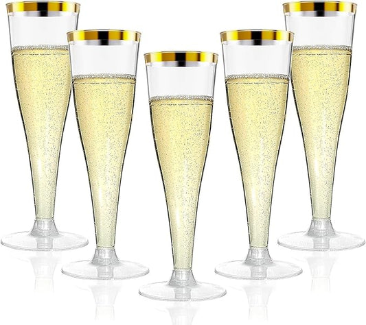 200 Pack Champagne Flutes Plastic Wine Glasses Disposable, 4.5 Oz