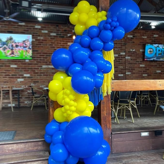YMSZ Blue and Yellow Balloons Arch Kit, 134pcs Royal Blue and Yellow