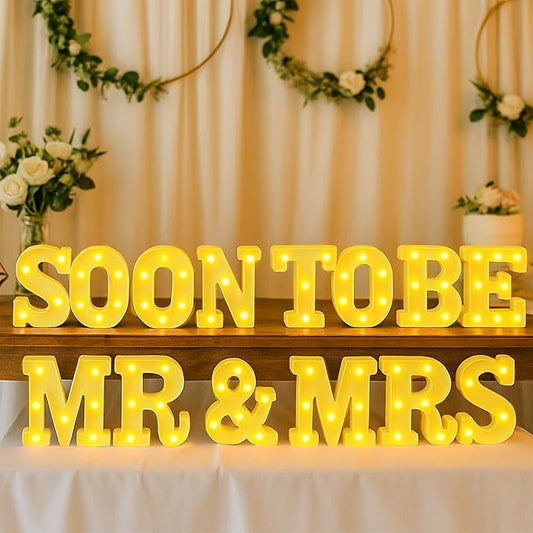 14 Pcs Soon to Be Mr and Mrs Light Sign Wedding Party Decoration LED