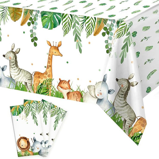 Jungle Safari Tablecloths 3Pcs Wild Animal Table Cover for Safari