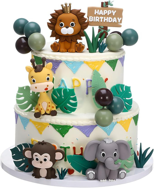 40 Pcs Safari Animal Cake Topper Realistic Jungle Wild Cake Toppers