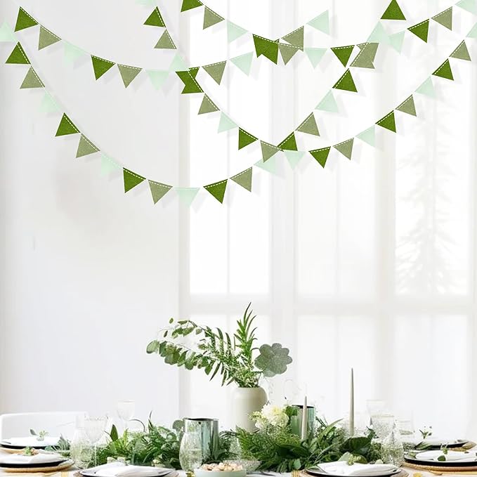 Olive Green Party Decorations Gradient Sage Green Felt Hanging