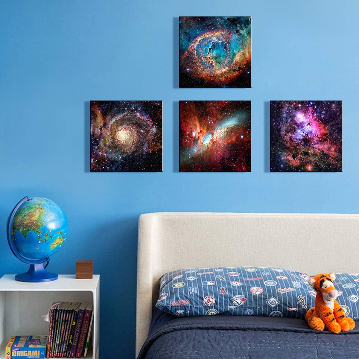Space Decor for Boys Room Galaxy Canvas Pictures Nebula Wall Art Kids