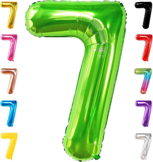 Giant Light Green Number 7 Balloon - 40 Inch | 7th Birthday