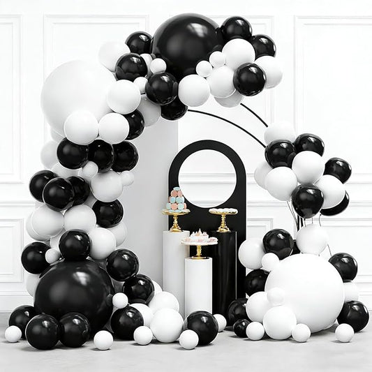 YMSZ Black and White Balloons Garland Arch Kit, 134pcs White Balloon