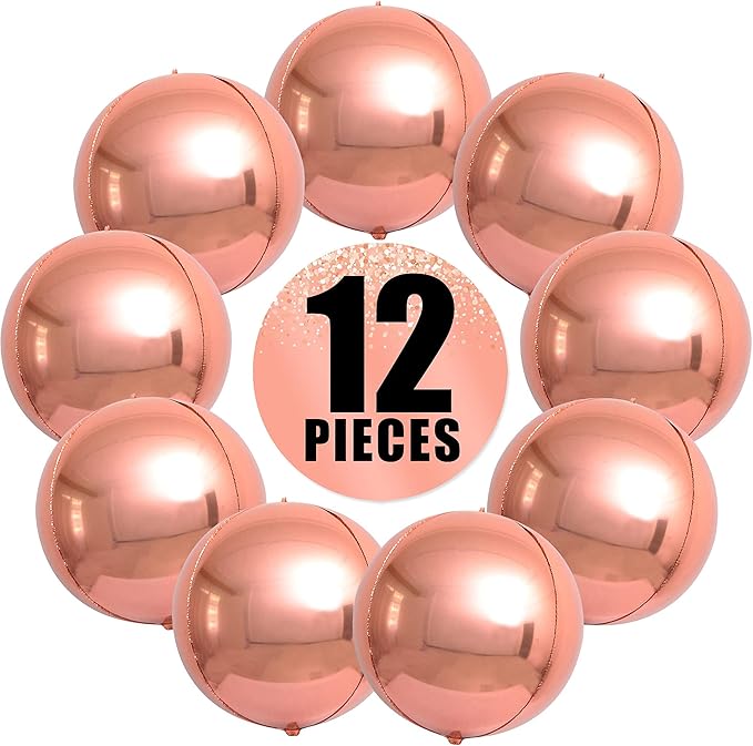 Giant Rose Gold Balloons 22 Inch Pack of 12 Rose Gold Foil Balloons