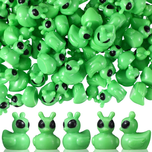 VioraWhite 100 Pcs Resin Mini Alien Duck Figures Bulk Tiny Alien Duck