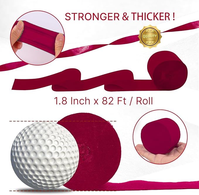 Gold and Burgundy Crepe Paper Streamers 10pcs 820ft Pack