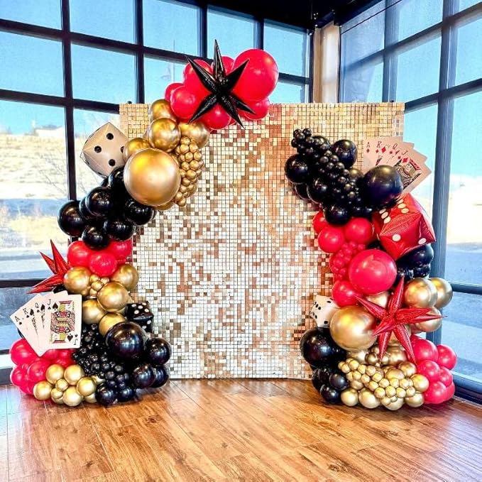 204Pcs Casino Balloon Garland Arch Kit Casino Theme Party