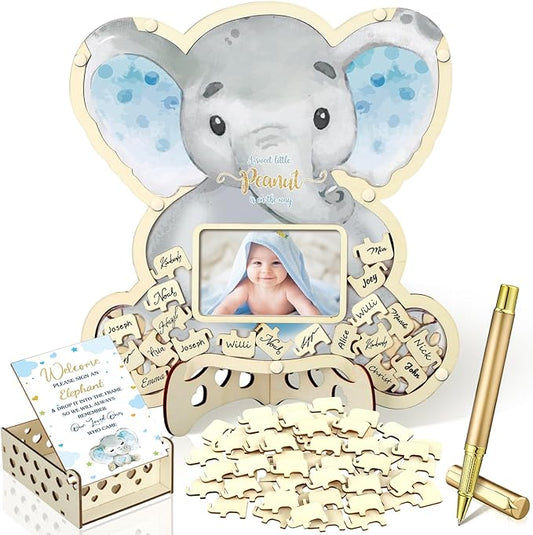 63 Pcs Elephant Baby Shower Guest Book Alternatives Set Baby Shower