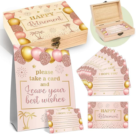 Pink Gold Retirement Card Happy Wishes Card Box Happy Retirement