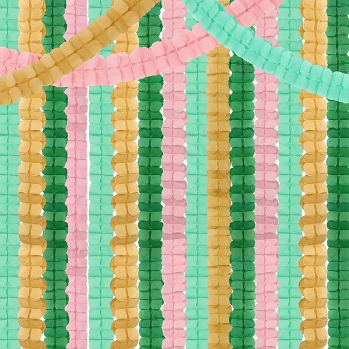 Sage Green Pink Gold Party Decorations Streamers Garland 12pcs 4