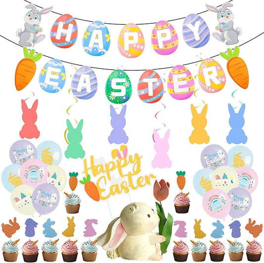 50 PCS Easter Party Decorations HAPPY EASTER Decoration Easter Party