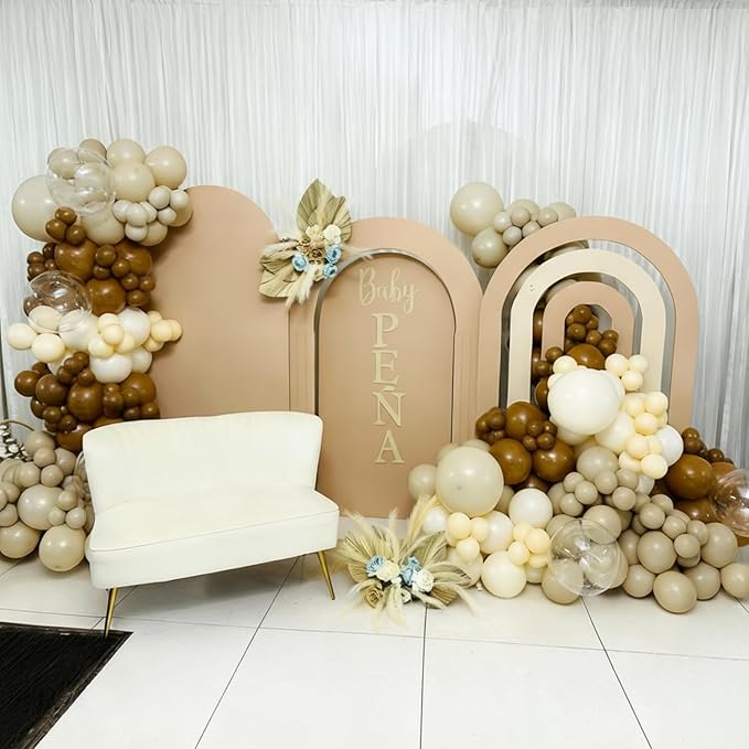 Brown and Gold Balloons, 60Pcs 12 Inch Brown Tan Nude Sand White Gold