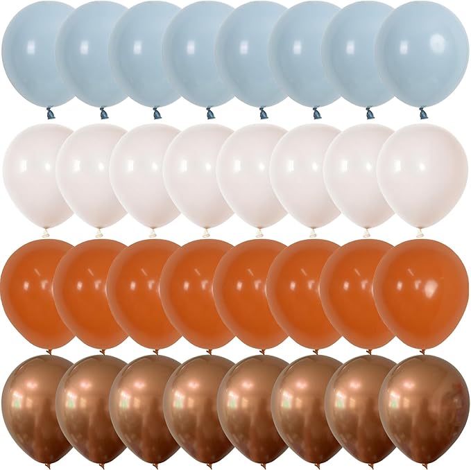 Orange and Blue Balloons, Retro Burnt Orange terracotta Dusty Blue