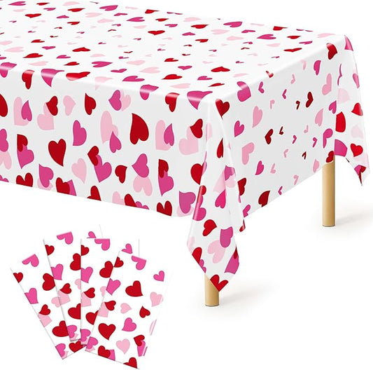 4 Pack Valentines Decorations, 108" X 54" Valentines Tablecloths,