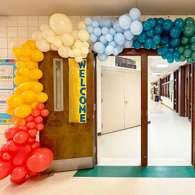 Retro Boho Balloon Arch Garland Kit 163Pcs Retro Blue Orange Mustard