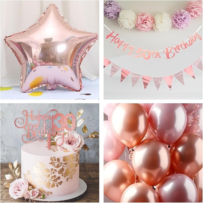 30th Birthday Decorations for Women Retro Pink Beige Number 30