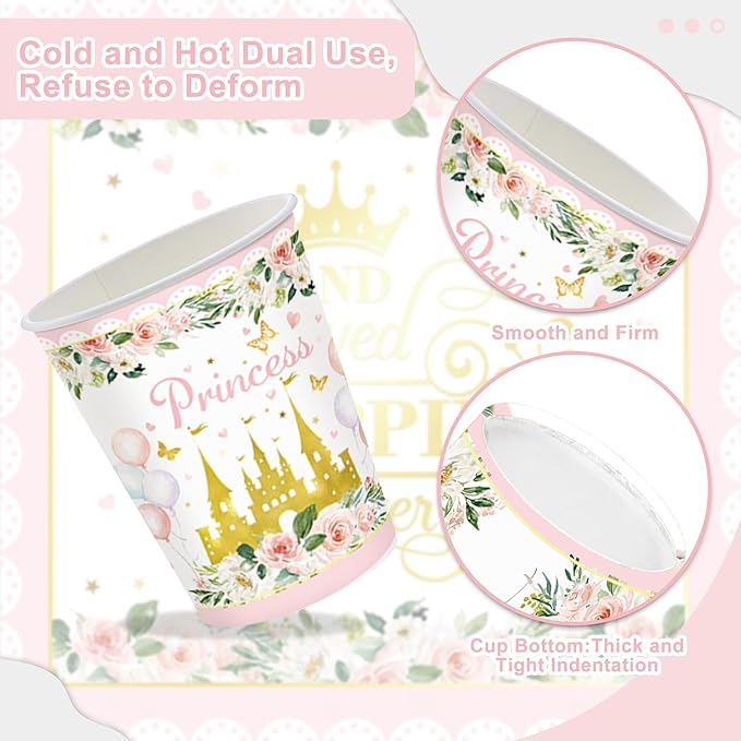 120PCS Princess Party Supplies for Girls Kids Baby Shower 1st