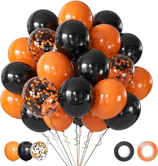 Halloween Balloons Black and Orange Balloons, 50Pcs Orange & Black