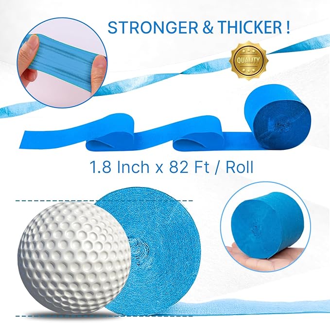 PartyWoo Blue and White Crepe Paper Streamers 6pcs 492ft Pack of