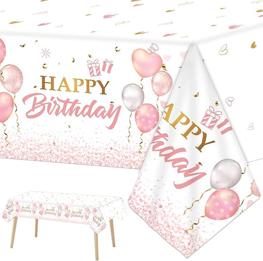 3 Pieces Pink Rose Gold Tablecloth for Rose Gold Birthday Decoration
